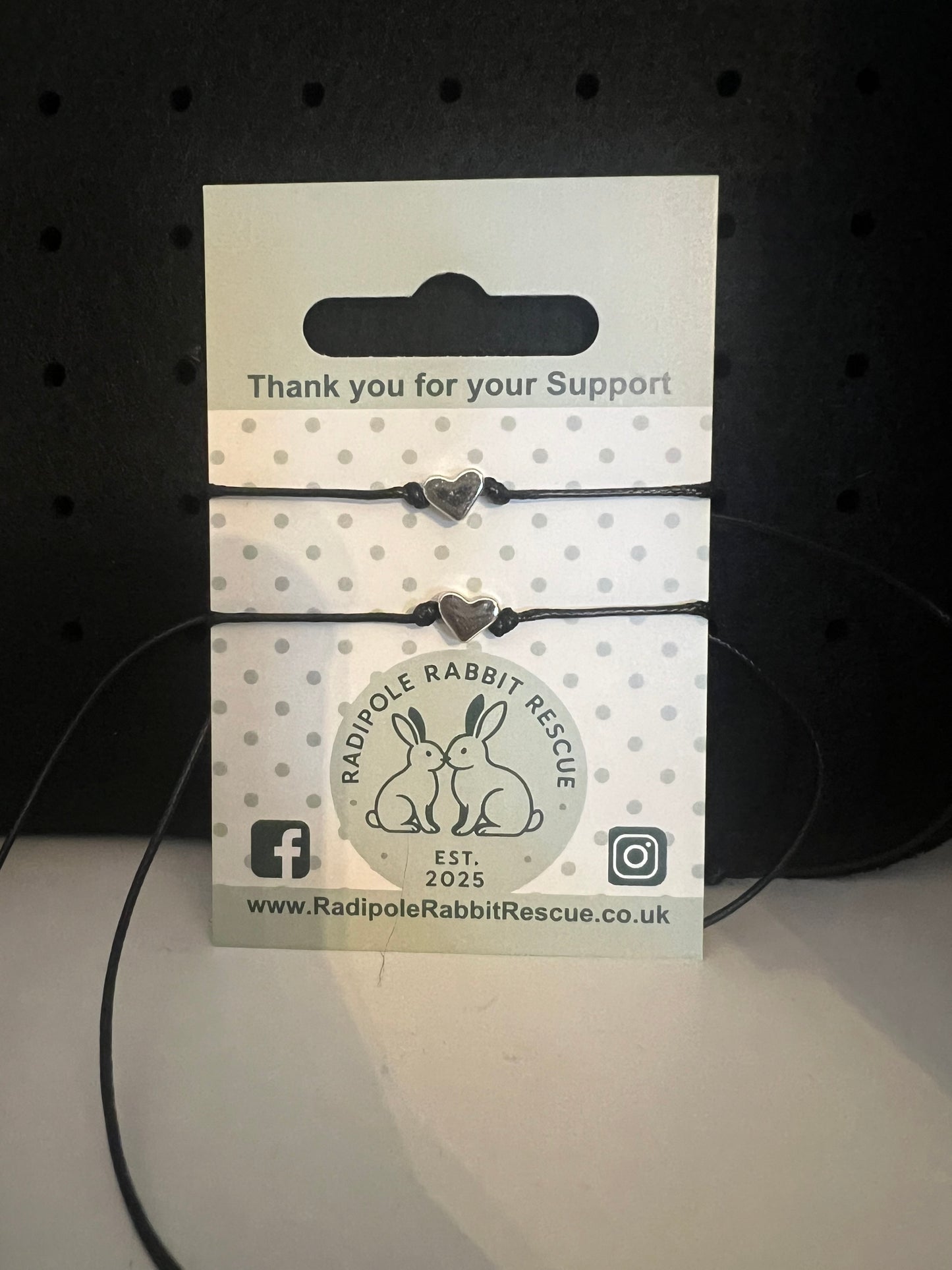 2pc cord, heart charm, Barrel knot bracelets